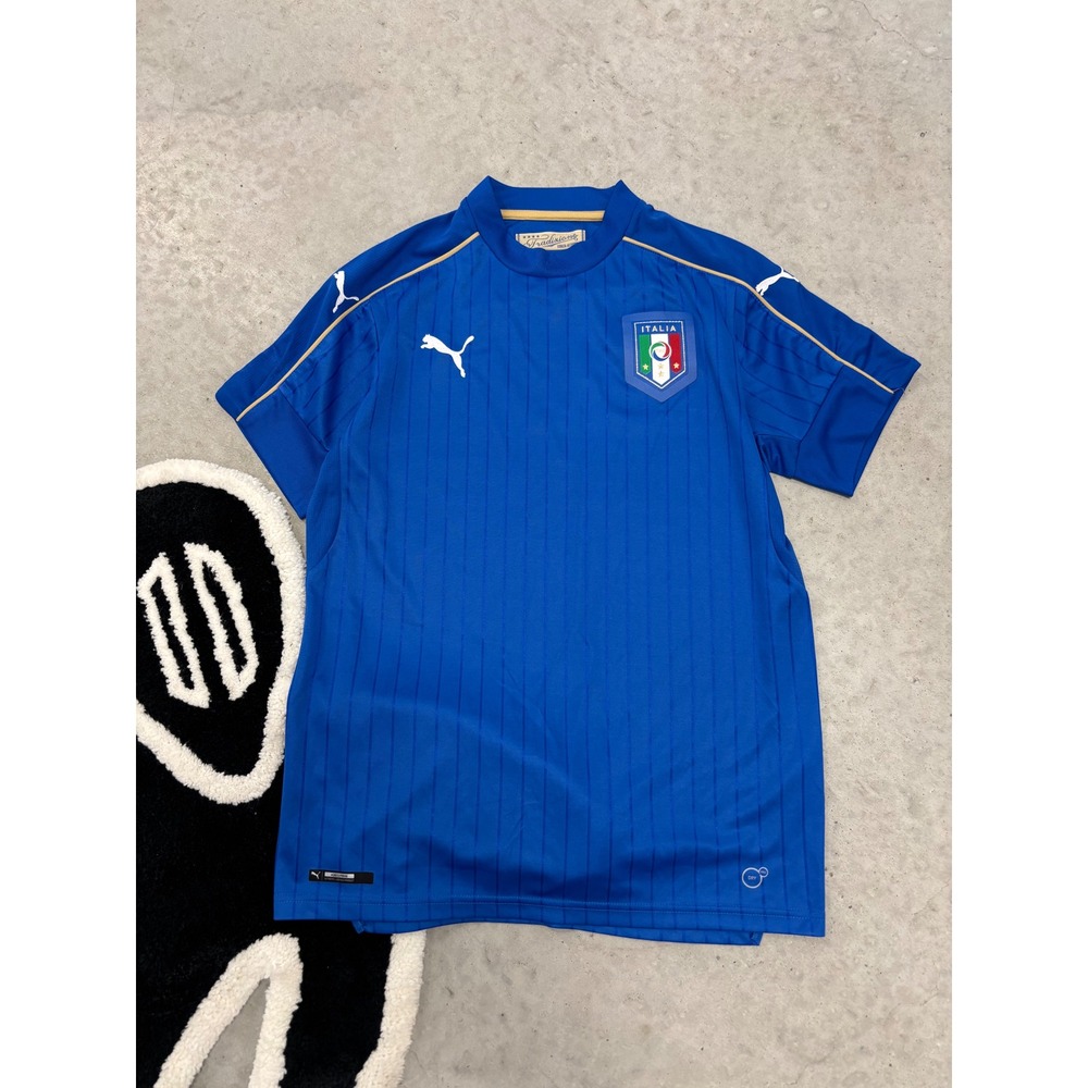 Puma Italy Soccer Jersey Mens Medium Blue FIGC Italia Pinstripe 748933-01